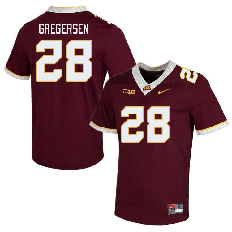 Men #28 Colton Gregersen Minnesota Golden Gophers College Football Jerseys Stitched-Maroon